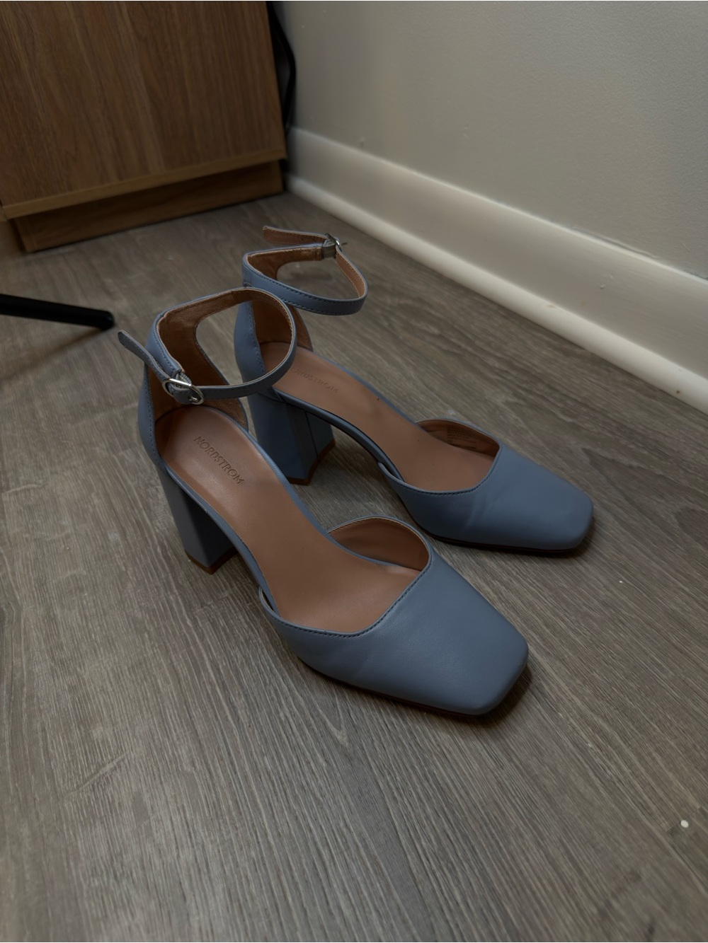 Nordstrom Dusty Blue Ankle-Strap Block Heel Pumps